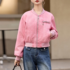 现货时髦做旧复古PU皮衣夹克外套女小个子2024新款短款立领机车服，女装皮衣，江南女神
