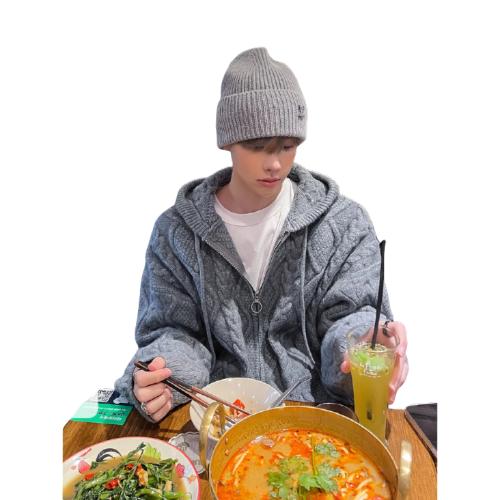 简约圆环扣拉链韩系粗麻花毛衣纹理加厚宽松保暖针织衫外套,男装针织衫/毛衣,星座506A