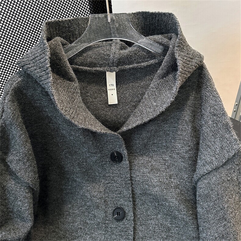 高级感cleanfit灰色开衫外套男秋冬季潮宽松慵懒风针织衫帽衫毛衣，男装针织衫/毛衣，星座505-2（原电商A260-1)