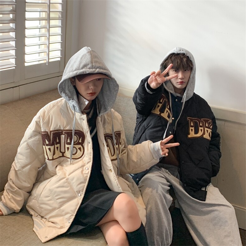 情侣菱形格夹棉加厚棒球服男连帽棉衣（已注册）X1213-MY22-P125,男装棉衣,星座1213