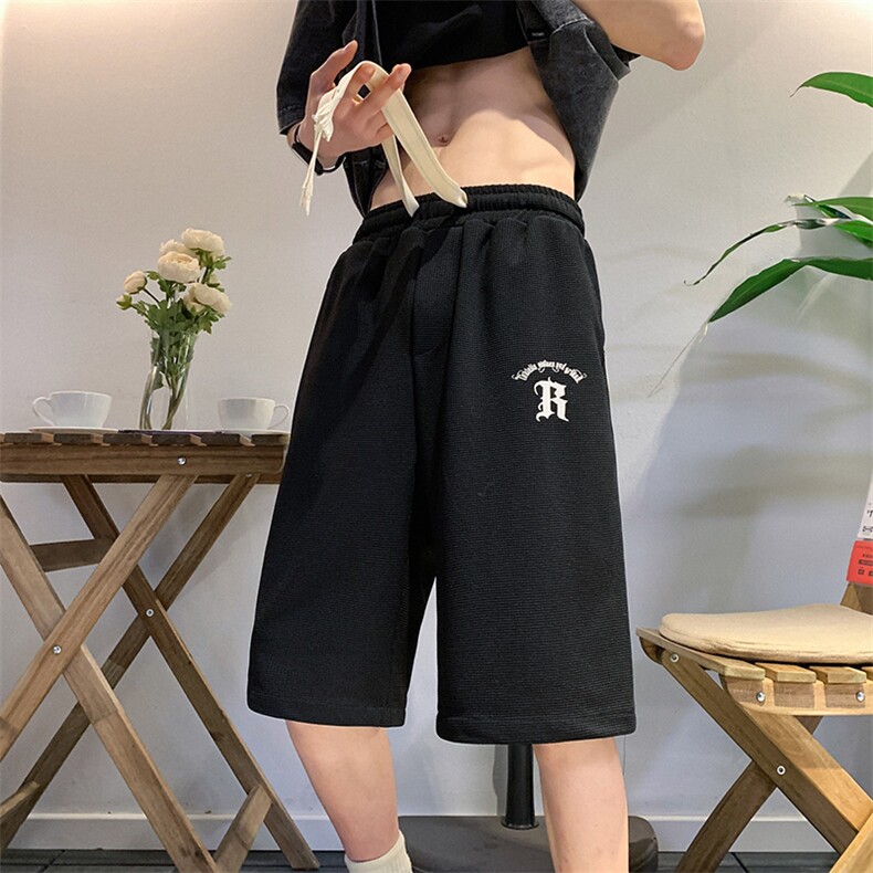 2025夏季新款华夫格沙滩五分裤男女休闲中裤宽松短裤衩K1070-P26,男装牛仔裤,星座207