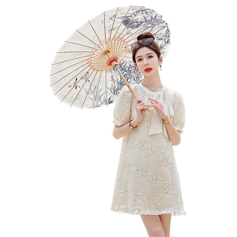 气质减龄泡泡袖连衣裙女2025年夏季新款小个子时尚公主裙,女装连衣裙,韩蜜菓