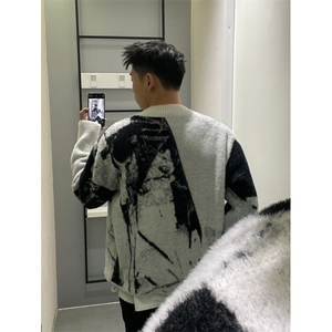 706-1-CKS241-P75    秋季美式复古提花拉链针织衫男毛衣开衫外套图片