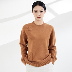 2025年秋季新款纯色宽松手工钩花式针织山羊休闲时尚，女装针织衫/毛衣，奢优羊绒