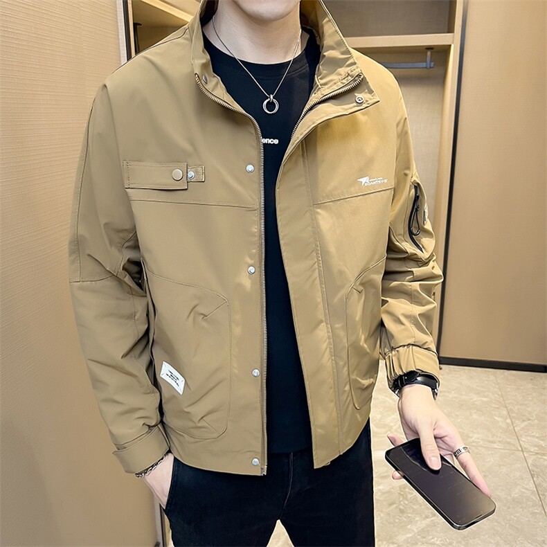 休闲纯色长袖上衣男贴标休闲百搭夹克DS-A329-FL2307-P95,男装夹克,电商A329