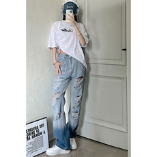 美式ins高街小众hiphop夏季破洞牛仔裤货号K729P60，男装牛仔裤，电商A063