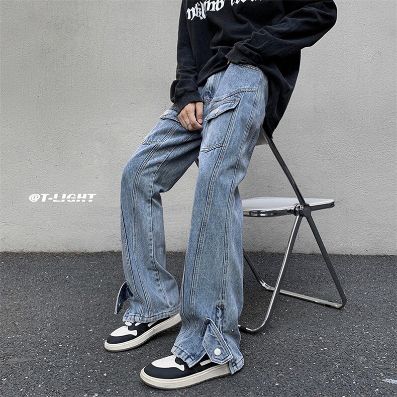 B221 高街小众美式ins多口袋拉链牛仔裤 LK22074-P65 控88图片