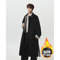 绵羊毛双面毛呢大衣外套男冬季加棉中长款呢子棉衣-FY8287-P155，男装棉衣，电商B289