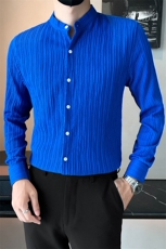 白秋季新款男士修身纯色立领店主风长袖衬衫301A-1/C01/P55，男装衬衫，星座301A-1
