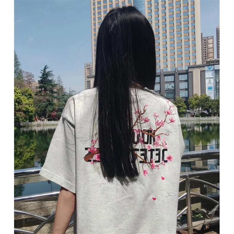 万针全刺绣工艺抖音得物高品质260克重磅纯棉双纱美式高街短袖T恤,男装T恤,电商A486-1