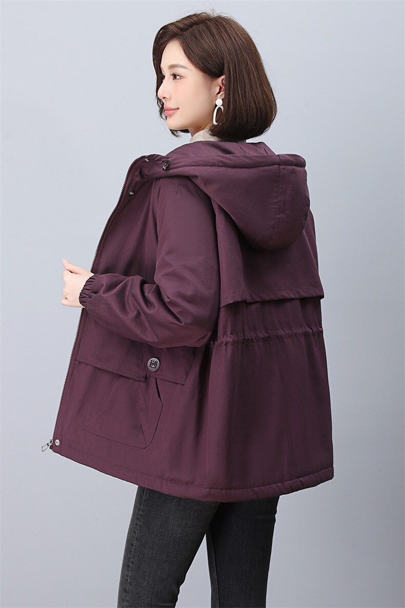 加绒派克服女2024冬季新款宽松大码加厚连帽棉衣外套,女装派克服,忆绮罗
