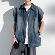 百搭牛仔背心男夏季无袖马甲外套港风潮牌宽松上衣A071-M2-P65，男装背心/马甲，电商A071