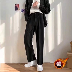 新款ins坠感小西裤男韩版宽松学生直筒休闲西装裤X210-P35 加绒43图片