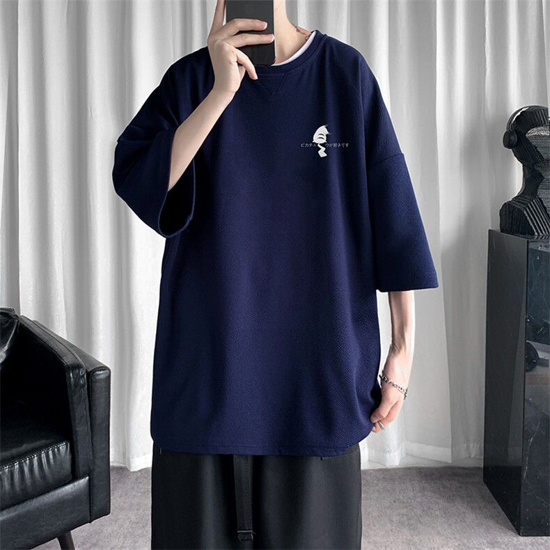 Q11036-P30春夏季七分袖t恤男大码五分袖男短袖中袖,男装T恤,电商A040