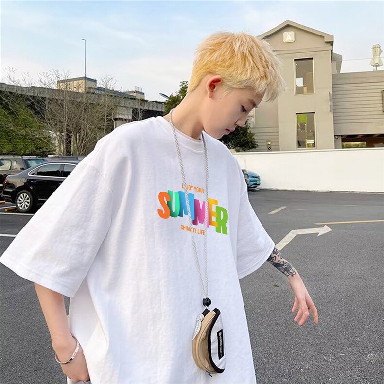 260克重磅超质感纯棉抖音港风男落肩短袖T恤T2021P35控58，男装T恤，星座225-5