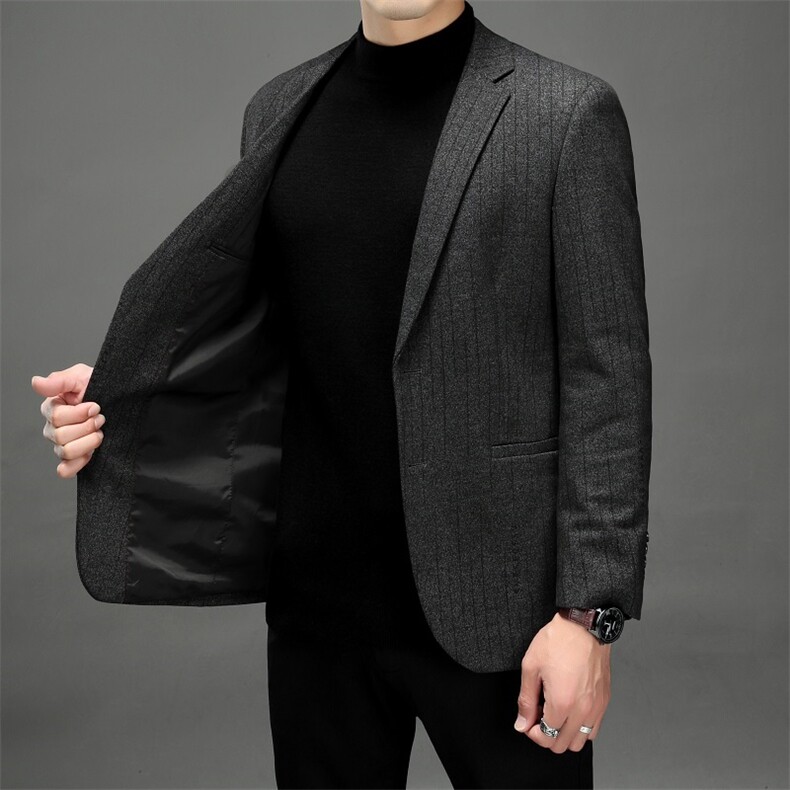 春秋新款男士宽松休闲格子西服上衣中年爸爸西装外套ZL6866-P200,男装西服,星座1105-3