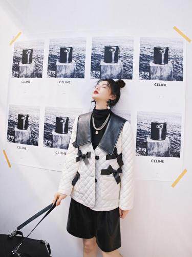 蝴蝶结短棉衣，女装棉衣/棉服，YOUER DENG