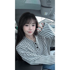 美式高街千鸟格子长袖T恤男女亨利V领英伦雅痞休闲宽松长袖打底衫，男装T恤，电商A443