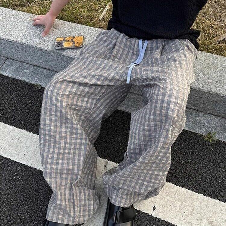 夏季2025新款男士百搭休闲裤韩版肌理感青少年潮流休闲直筒格,男装休闲裤,星座218-1（原230）