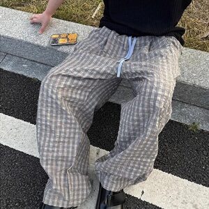 夏季2025新款男士百搭休闲裤韩版肌理感青少年潮流休闲直筒格