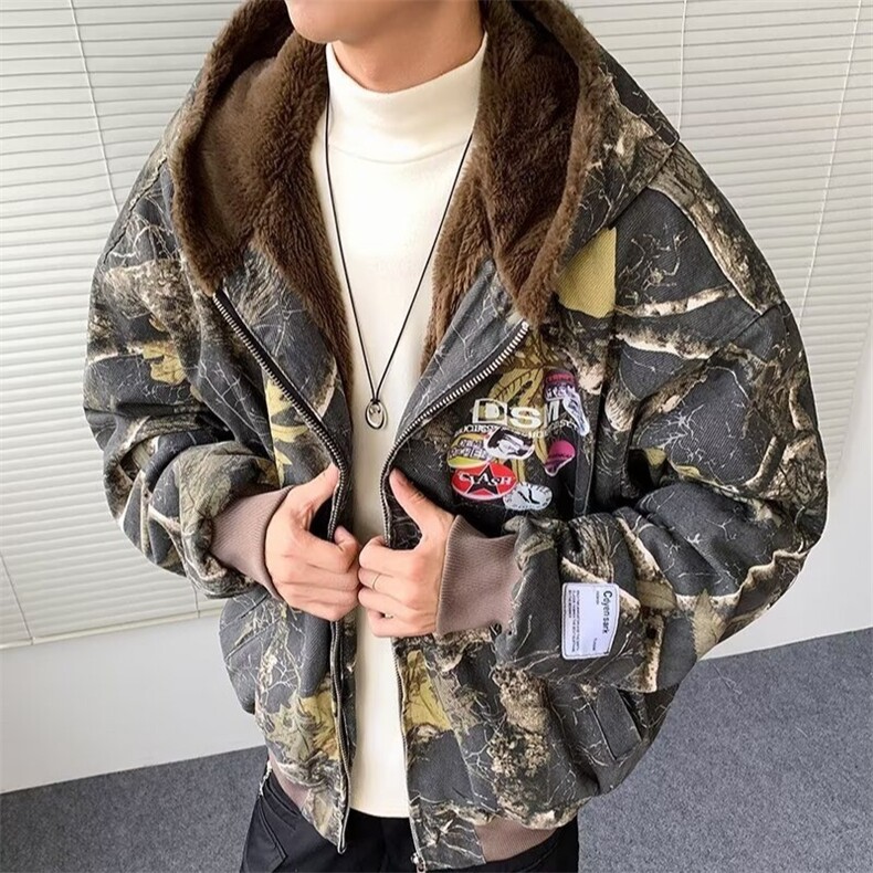 秋冬新款男土棉袄冬季废墟迷彩户外劳保连帽工作棉衣棉服干活图片