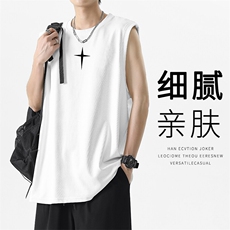 夏季男休闲背心凉爽冰丝垂感时尚百搭无袖T恤TT386-特批3459，男装T恤，星座718