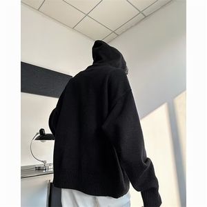韩系慵懒氛围感半开衫毛衣男冬宽松休闲套头针织衫上衣MZ728-P51
