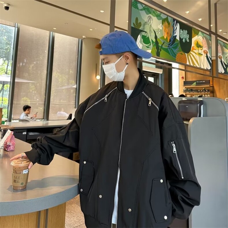 美式复古高街工装夹克休闲棒球服飞行员潮牌春秋季痞帅外套男,男装夹克,星座716-3