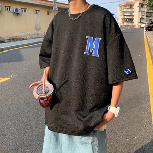 男圆领T恤宽松短袖刺绣T恤S012P24图片