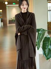 2025舒适百搭简约秋冬新款大披肩流苏羊毛舒适保暖，披肩，千御纺羊绒