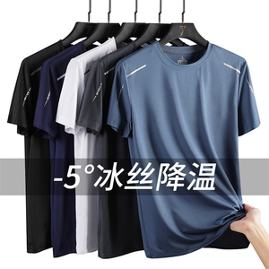 冰感T恤男士短袖夏季宽松半袖2025新款冰丝速干T恤衣服男2702-P15图片