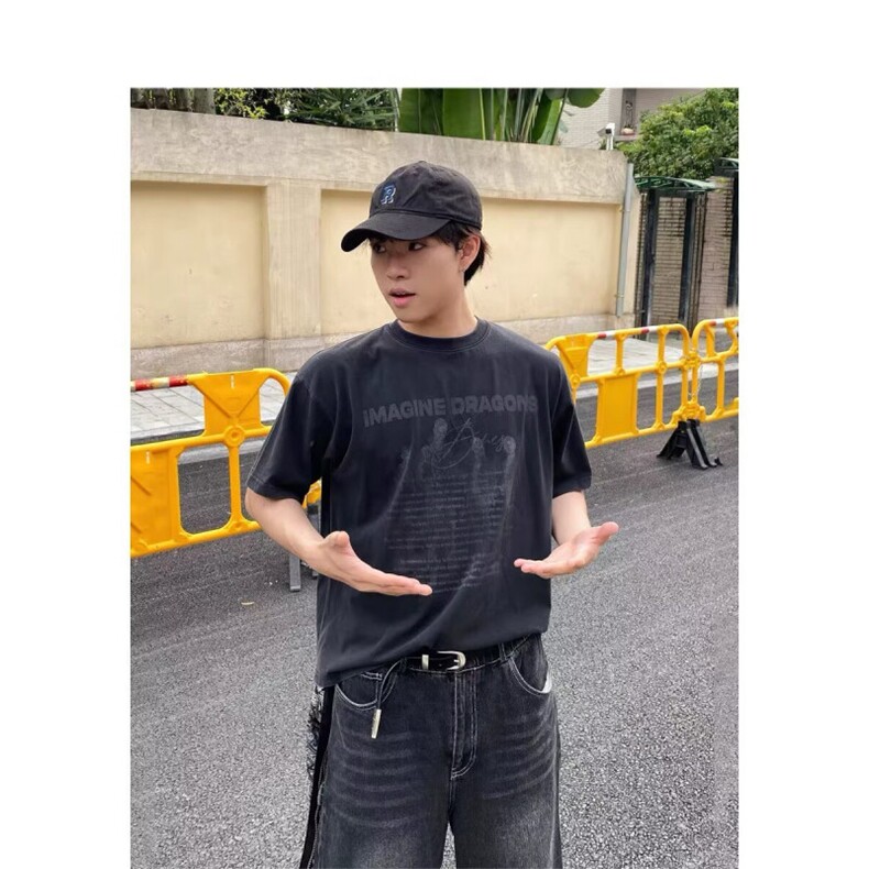 1506/QC15340/P40夏季美式潮牌印花复古纯棉男女情侣款短袖T恤,男装T恤,星座1506