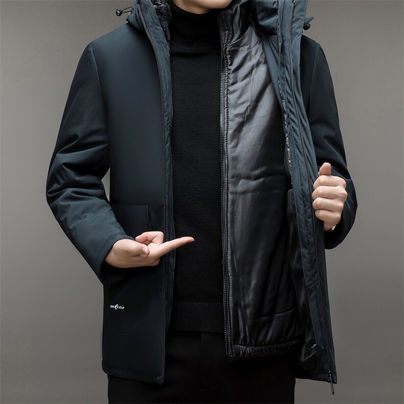 冬季男士休闲新款可脱卸内胆连帽棉服中年厚款保暖上衣男装外套,男装棉衣,电商B212（原钱塘6029）