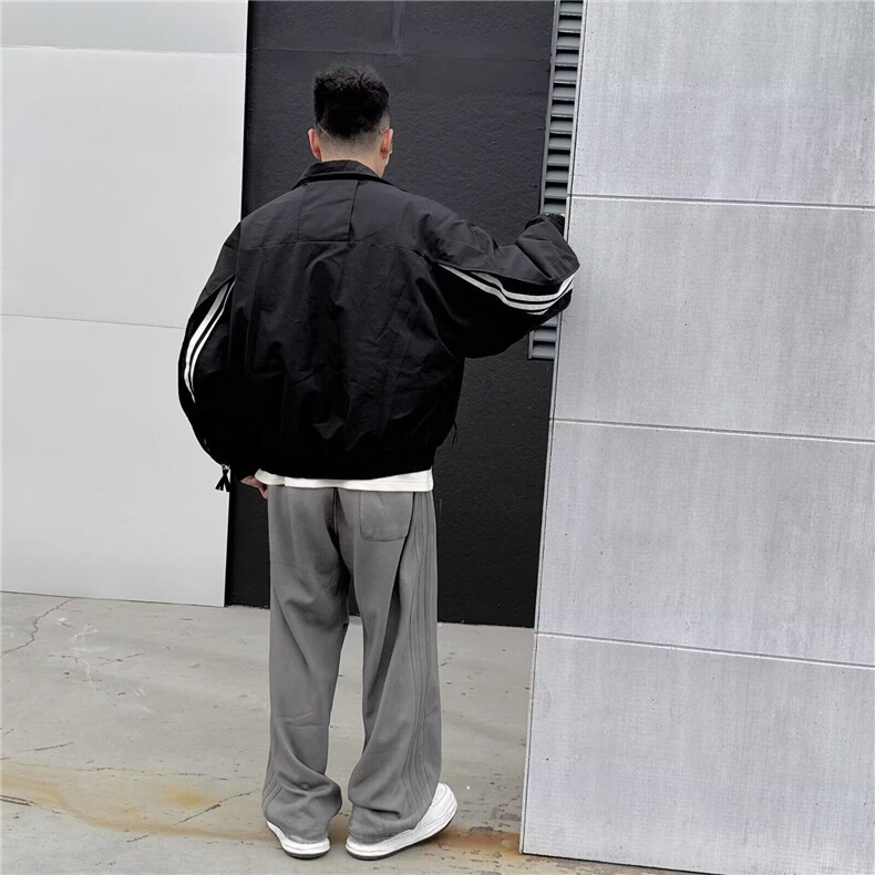 W9370-P78网图现货新款立领织带拉链外套潮牌美式运动夹克,男装夹克,星座1608-2