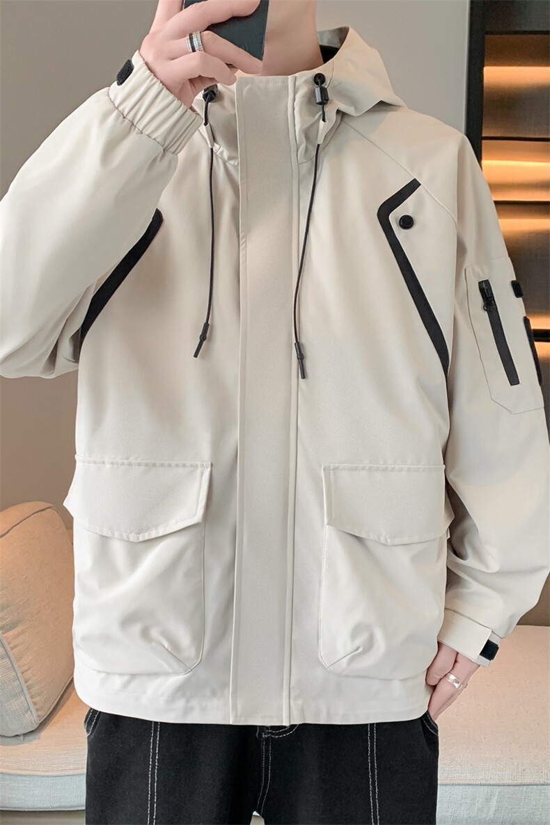 新款现货连帽冲锋衣宽松大码夹克男DSA157B-J199-P65,男装夹克,电商A157B