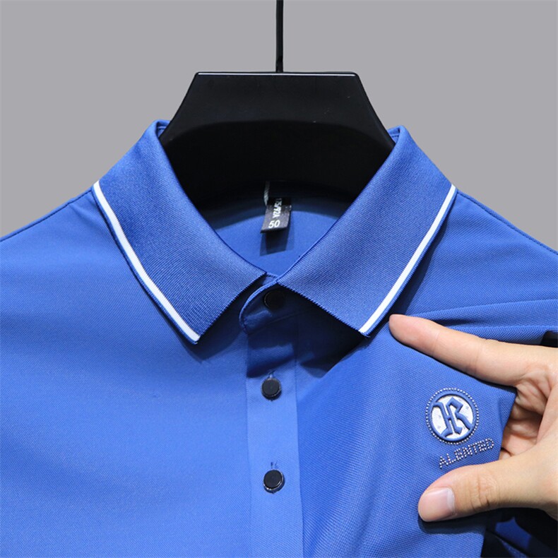 夏季纯色Polo衫商务休闲体恤半袖翻领上衣服高端新款男士短袖T恤,男装Polo衫,电商B212（原钱塘6029）