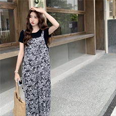 高级感碎花减龄背带裤女夏2025新款小个子爆款大方得体连衣裤超火，女装连体裤，2C353