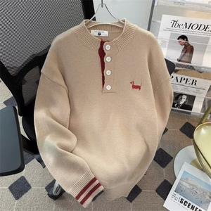 美式复古亨利领毛衣男秋冬季慵懒风cleanfit针织衫外套MZ975-P56图片