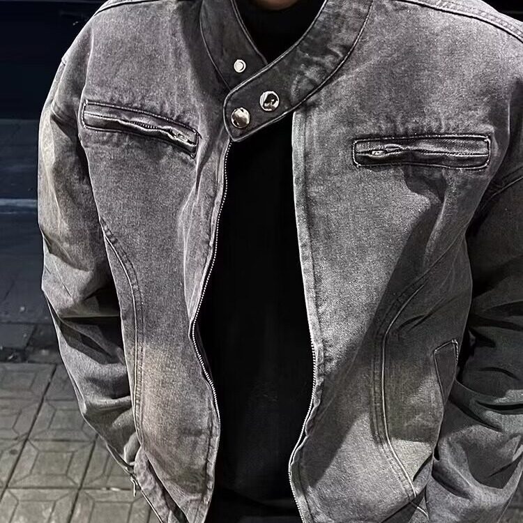 DY2312-P80美式垫肩牛仔外套男水洗夹克高级感痞帅上衣-网图大货,男装夹克,星座603-2
