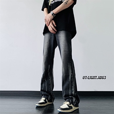 秋季美式ins高街hiphop微喇扎染牛仔裤货号K2313P55控78，男装牛仔裤，电商A063