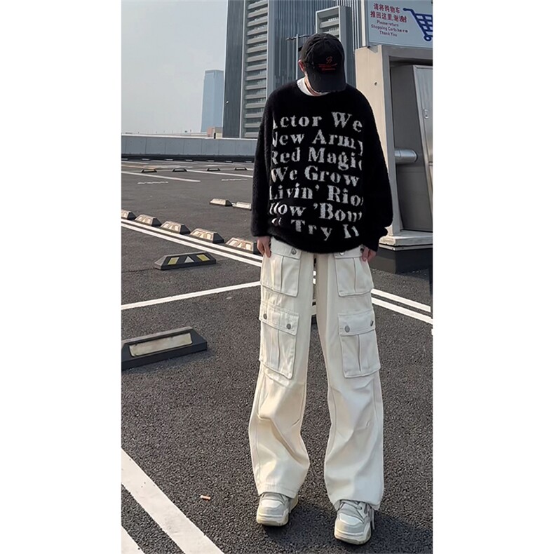 秋季新款Q2591-TP5588牛仔工装裤高街痞帅设计感阔腿裤男,男装工装外套,电商A102