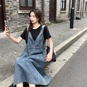 2024年夏季新款女装休闲韩版牛仔假两件拼接连衣裙p125-k178图片