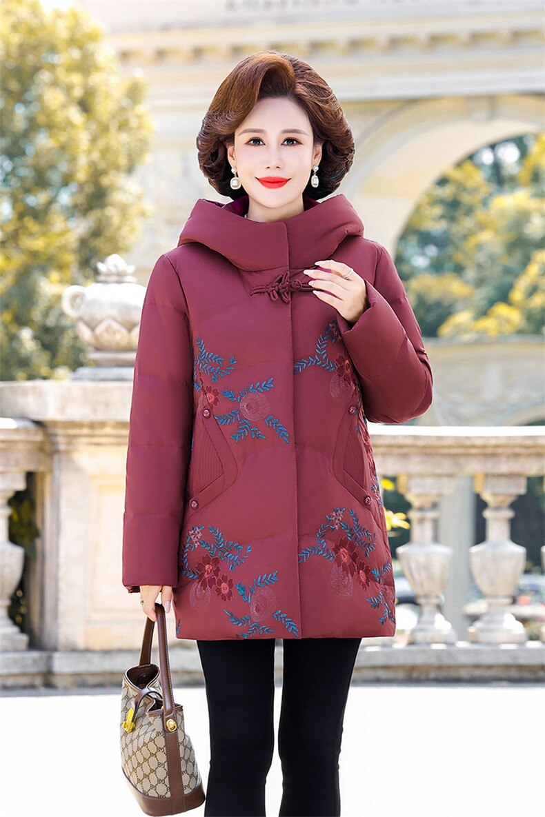 2026新款中老年人女装妈妈连帽羽绒服时尚洋气加厚保暖冬装外套,男装羽绒服,电商B212（原钱塘6029）