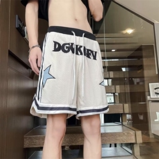 双层网眼篮球短裤男夏季裤子透气运动美式休闲五分裤K5212-P36，男装牛仔裤，星座412-3