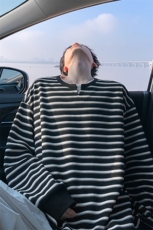 秋季300g重磅假两件亨利领条纹男大码长袖卫衣W24548-特P45控88，男装卫衣，电商A001-1