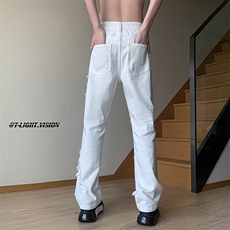 B221美式ins高街暗黑小众情侣个性款休闲牛仔裤LK23051-P65控88，男装牛仔裤，电商B221