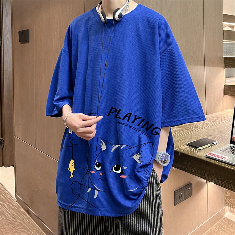 华夫格t恤男短袖男大码五分袖酒店风HT73129-P22,男装T恤,电商A040