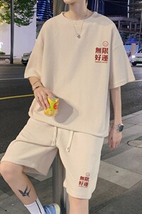 ！2023夏季男士华夫格短袖T恤套装学生一套短袖HTZ19P50图片