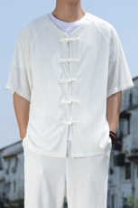 2025夏季新款风男装汉服盘扣新中式开衫唐装竖纹衬衫C101-P45，男装衬衫，电商B277(原6028)
