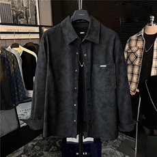 1506/Q2390/P37新中式磨砂皮衬衫外套男宽松时尚百搭扎染痞帅潮流，男装衬衫，星座1506